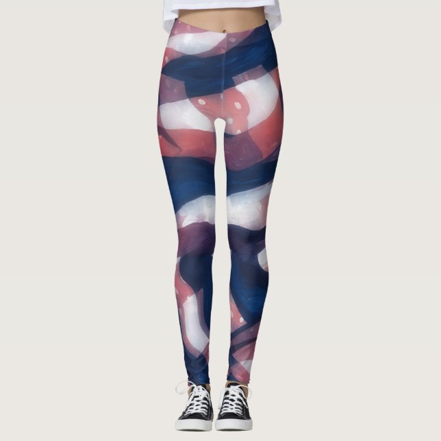 Red and Blue Artsy Leggings (Front)