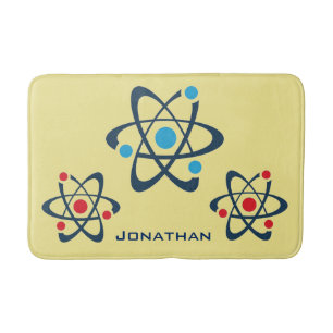 Red and Blue Atoms Science Design Bath Mat
