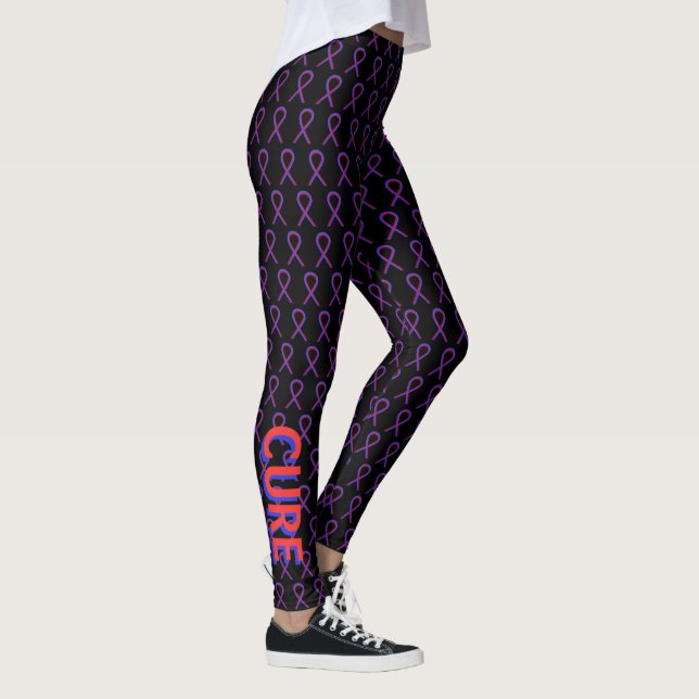 Red and Blue Awareness Ribbon Custom Leggings (Right)