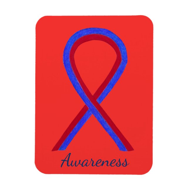 Red and Blue Awareness Ribbon Custom Magnet (Vertical)