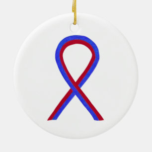 Red and Blue Awareness Ribbon Custom Ornaments