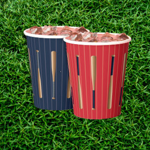 Red and Blue Baseball Birthday Paper Cups