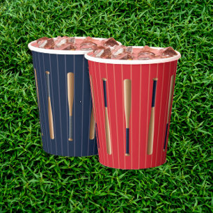 Red and Blue Baseball Birthday Paper Cups