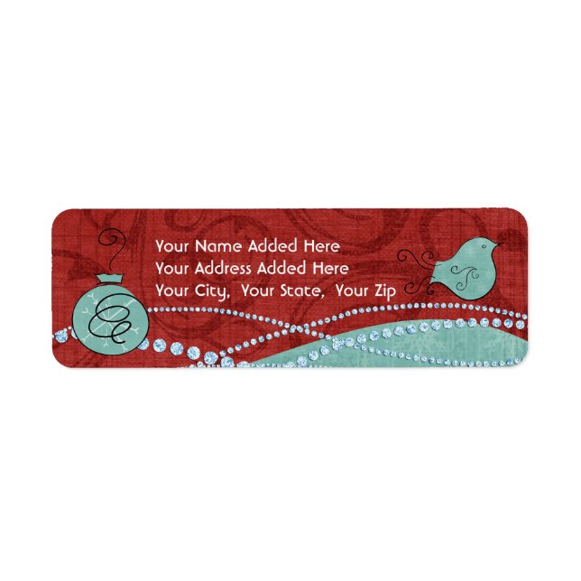 Red and Blue Bird Return Address Labels (Front)
