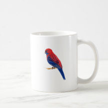 Red and Blue Bird with Blue Watercolor stripes