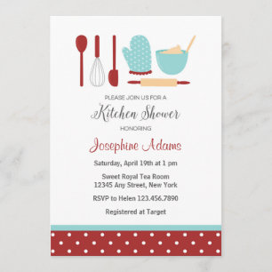 Red and Blue Bridal Shower Invitation