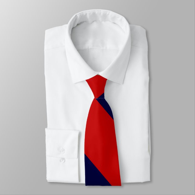 Red and Blue Broad University Stripe Tie (Tied)