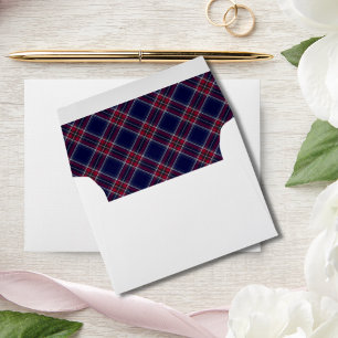 Red and Blue Buffalo Plaid Photo Flat Holiday Card Envelope