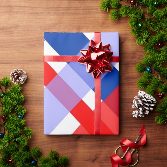 Red and blue Buffalo Plaid Wrapping Paper (Holiday Gift)