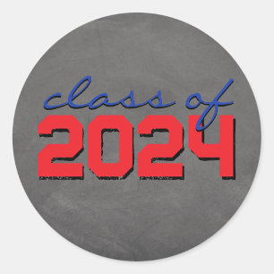 Red and Blue Chalkboard Graduation Stickers