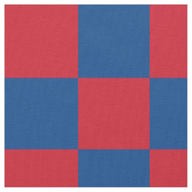 Red and blue chequerboard pattern fabric (Close Up)