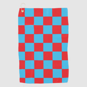 Red And Blue Chequered Pattern Design Golf Towel