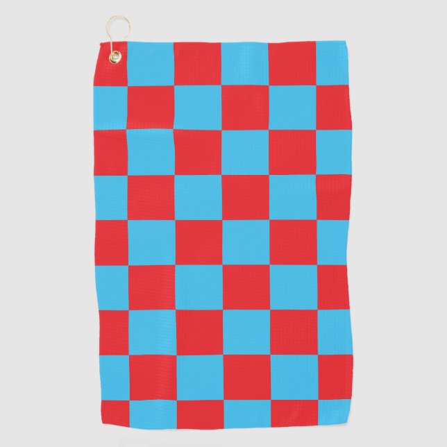 Red And Blue Chequered Pattern Design  Golf Towel (Front)