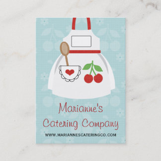 Red and Blue Cherry Heart Apron Business Cards