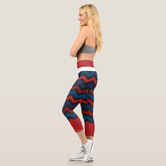 Red and Blue Chevron High Waisted Capris (Left)