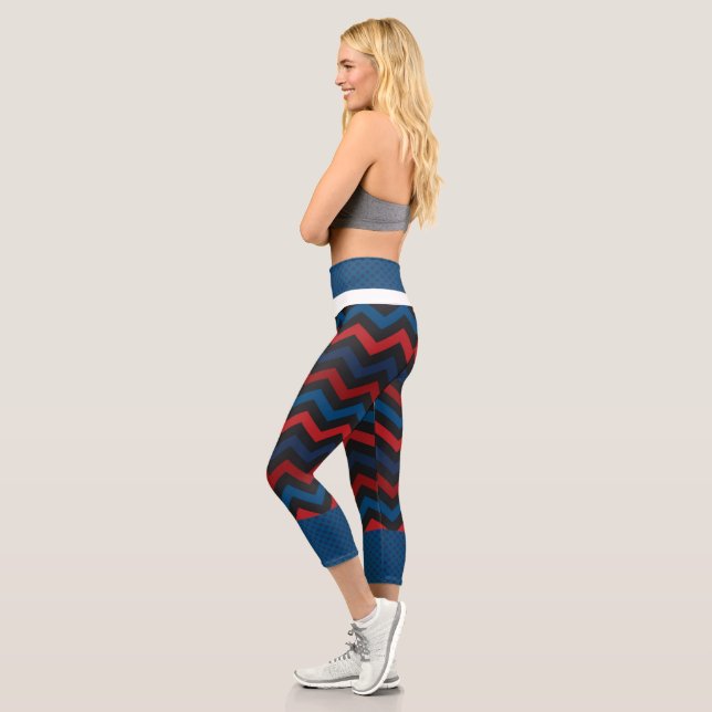 RED AND Blue Chevron High Waisted Capris (Left)