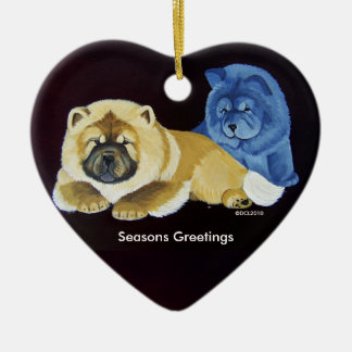 Red and Blue chow puppy Ornament