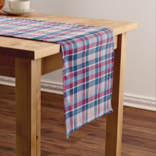 Red and Blue Classic Plaid Short Table Runner