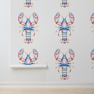 Red and Blue Coastal Crab Seaside Wallpaper