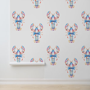 Red and Blue Coastal Crab Seaside Wallpaper