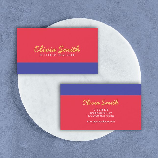 Red and Blue Colour Block Modern Business Card (Creator Uploaded)