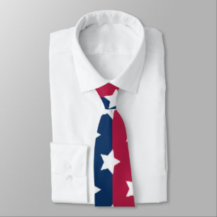Red And Blue Colour Block With White Stars Tie