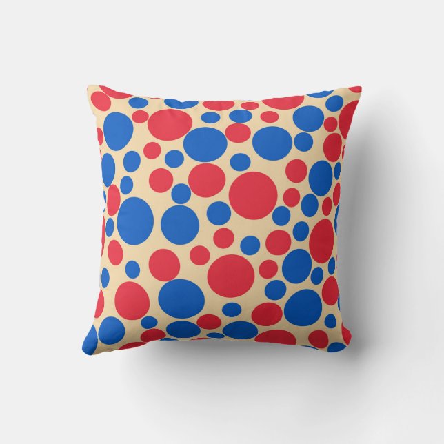 Red And Blue Colour Dots On Tan Cushion (Back)