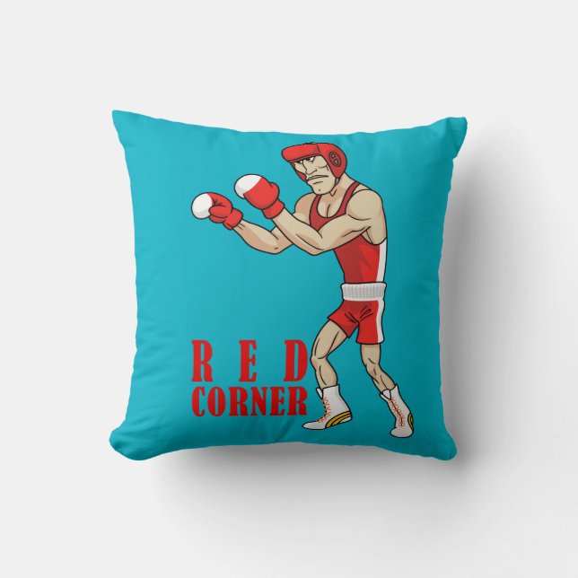 red and blue corner boxers cushion (Front)