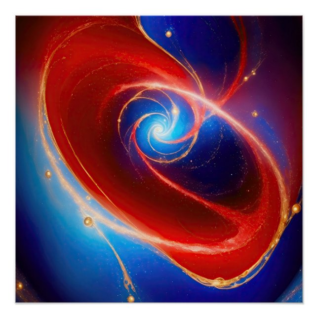 Red and Blue Cosmic Spiral Poster (Front)