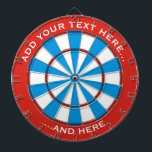 Red and Blue Dartboard with custom text<br><div class="desc">Dartboard in red and blue and two custom text areas.</div>