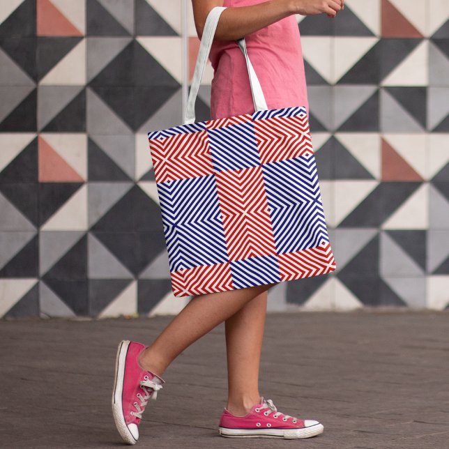 Red And Blue Diagonal Striped Tote Bag (Creator Uploaded)