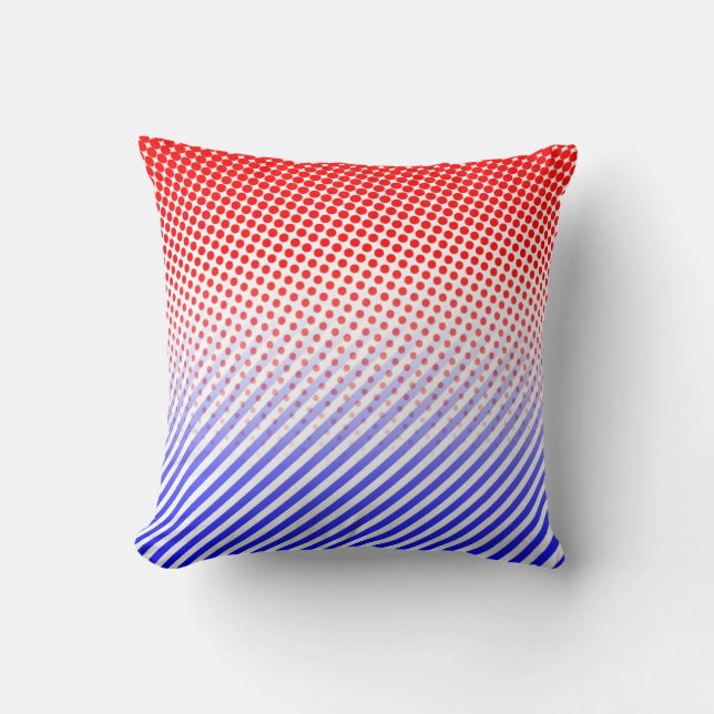 Red and Blue Dots and Stripes Cushion (Front)