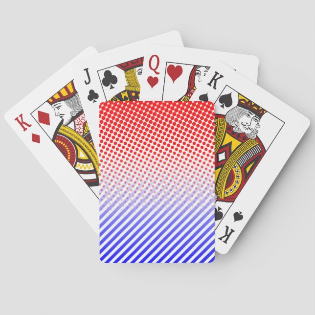 Red and Blue Dots and Stripes Playing Cards (Back)