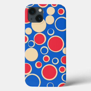 Red And Blue Dots On Blue  iPhone 13 Case