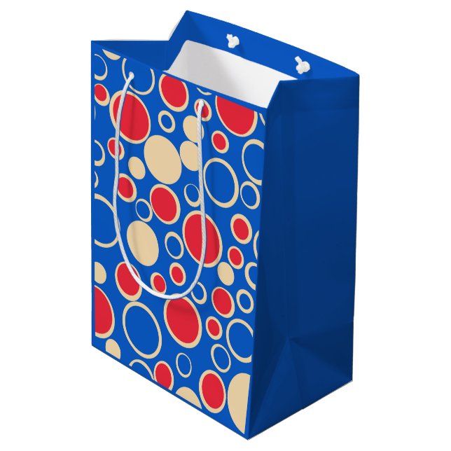 Red And Blue Dots On Blue  Medium Gift Bag (Back Angled)