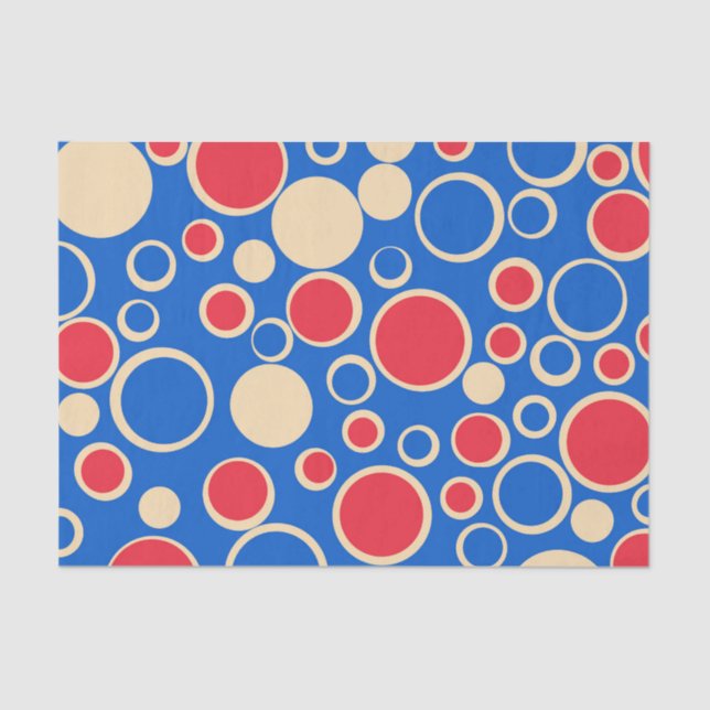 Red And Blue Dots On Blue  Tissue Paper (Front)