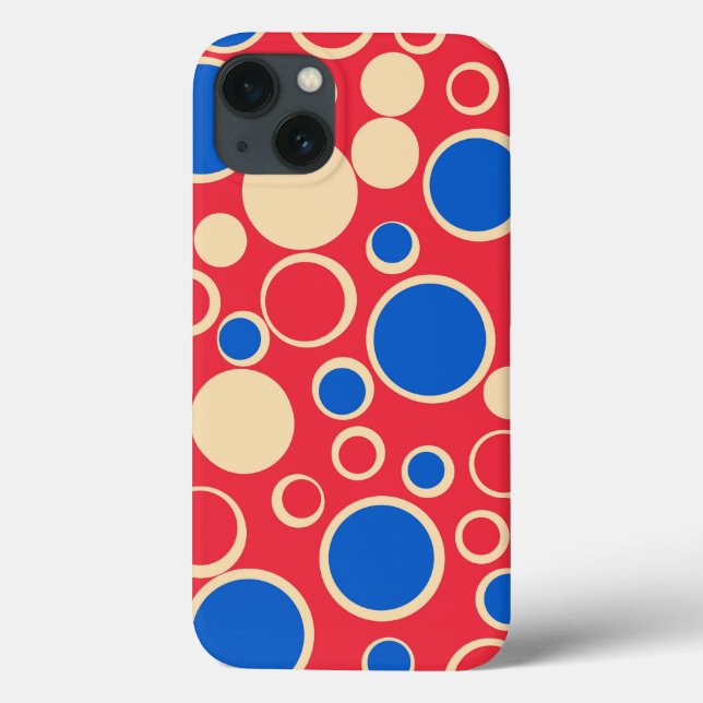 Red And Blue Dots On Red  Case-Mate iPhone Case (Back)