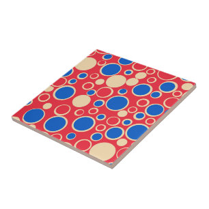 Red And Blue Dots On Red Ceramic Tile