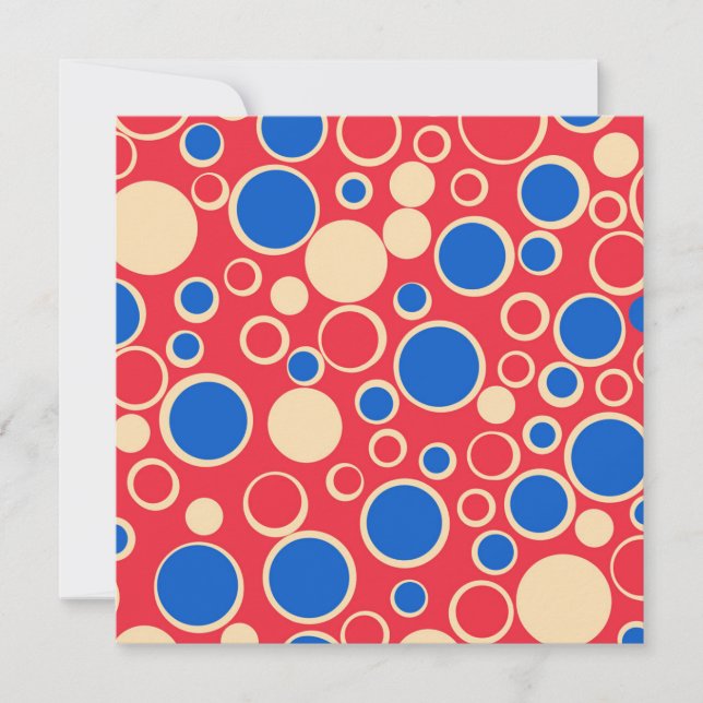 Red And Blue Dots On Red Holiday Card (Front)