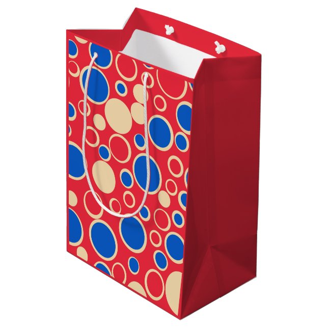 Red And Blue Dots On Red  Medium Gift Bag (Back Angled)