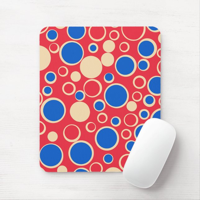Red And Blue Dots On Red  Mouse Pad (With Mouse)