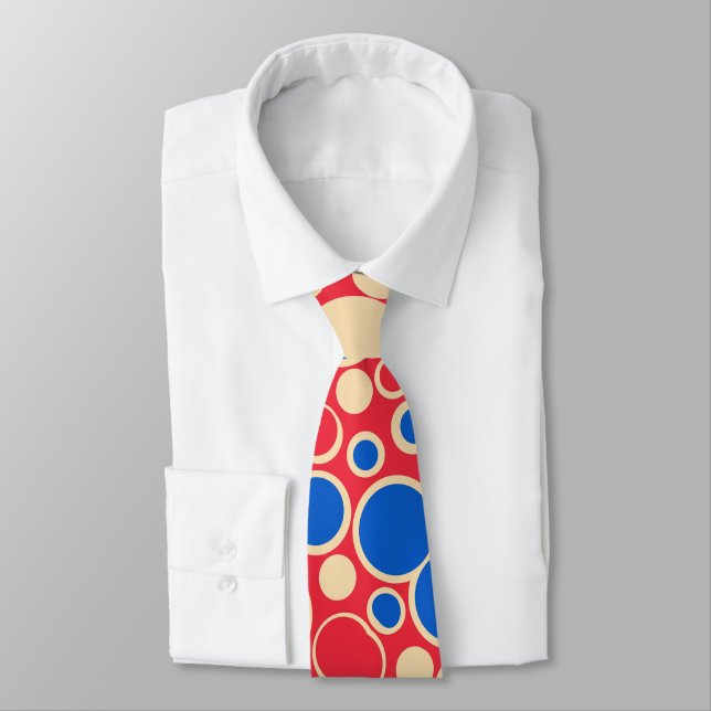 Red And Blue Dots On Red  Tie (Tied)