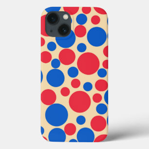 Red And Blue Dots On Tan  iPhone 13 Case