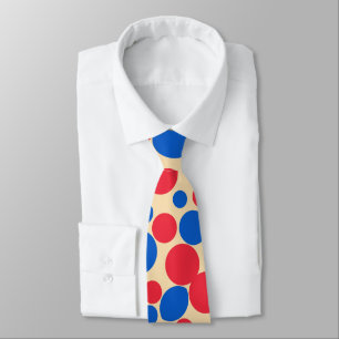 Red And Blue Dots On Tan  Tie