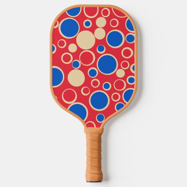 Red And Blue Dots Pickleball Paddle (Front)