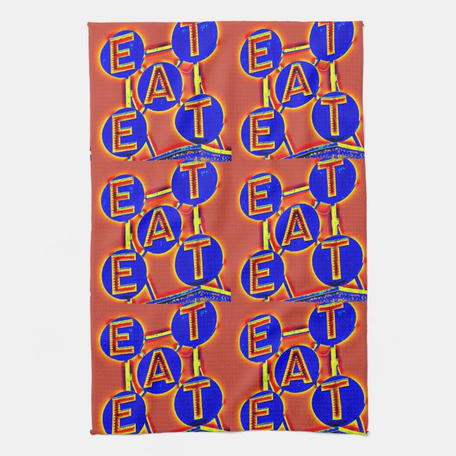 red and blue eat kitchen towel (Vertical)
