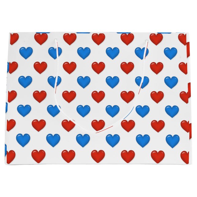Red and Blue Elegant Heart Shape Large Gift Bag (Front)