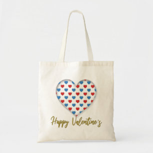 Red and Blue Elegant Heart Shape Tote Bag