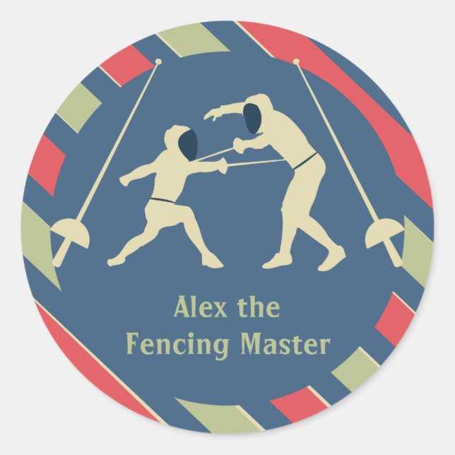 Red and Blue Fencing Stickers Party Favour (Front)