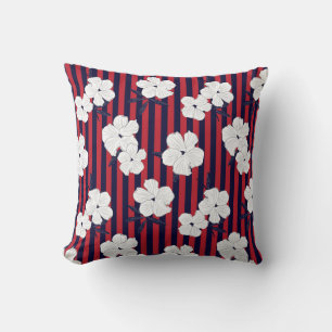 Red and blue Floral botanical seamless pattern wit Cushion